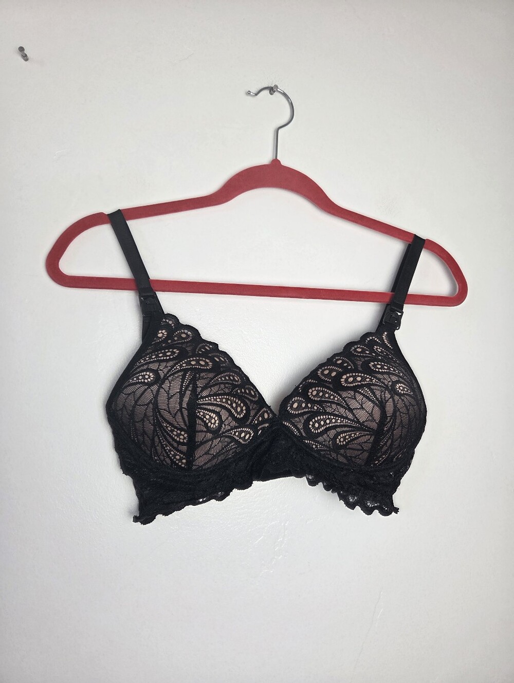 Black Lace Nursing Bra Wireless 34 B Small Chest Breastfeeding